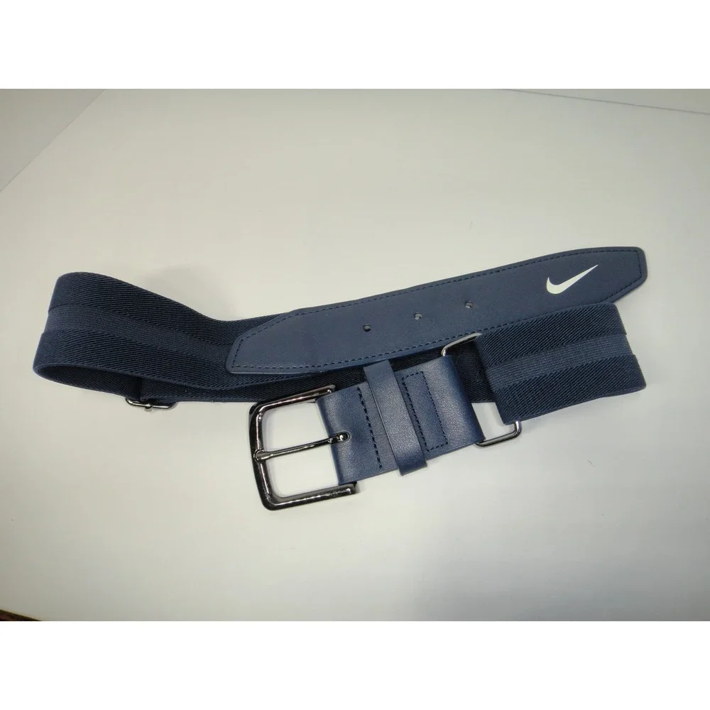 Nike Men's Baseball Web Belt Navy Blue Adjustable Swoosh Logo One Size Elastic